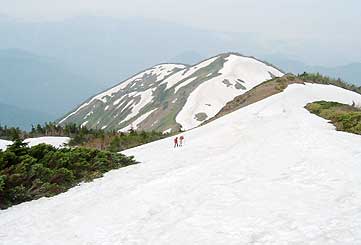 頂上への登山道の残雪状況